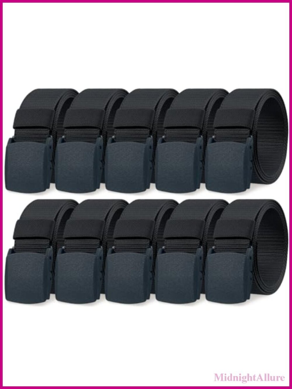 Nylon Web Belt 10 Pack Adjustable No Hole Plastic Buckle 47 Inch